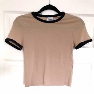 Tan & Black Crop Top EUC / S XS